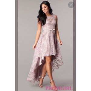 Navy Lace High-Low Dress